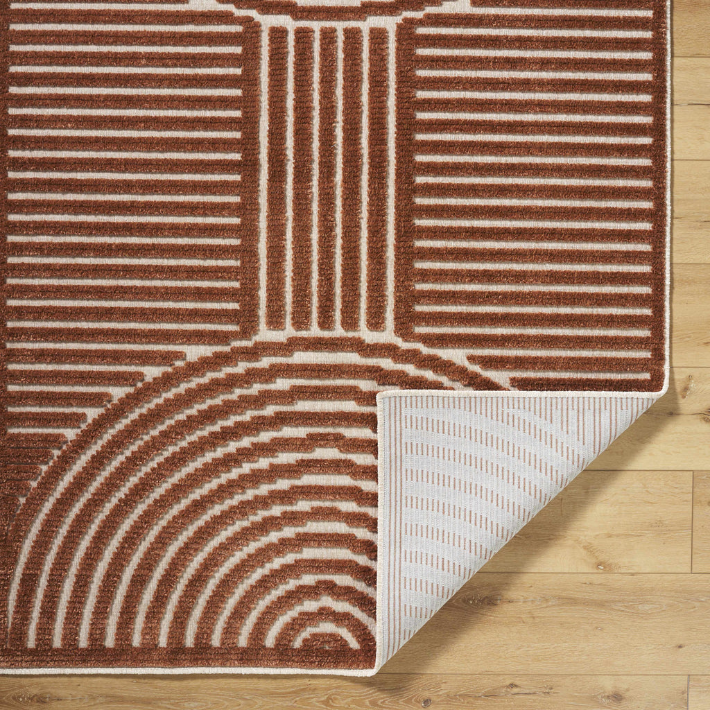 Deron Brown Area Rug - Machine Washable Contemporary Style