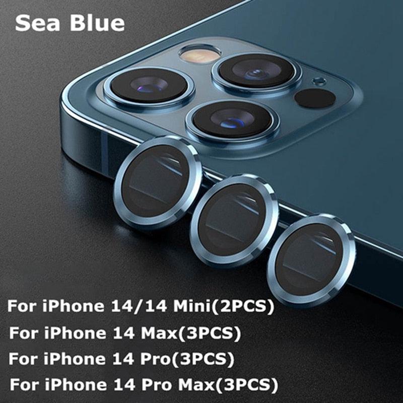 9H Tempered Glass Camera Cover Screen Protector Metal Ring Decoration Accessories For iPhone 14 13 Pro Max Metal Camera Lens Ring Glass Camera Lens Protectors for iPhone 14 13mini 13pro 14plus 14pro Camera Film by Stevvex