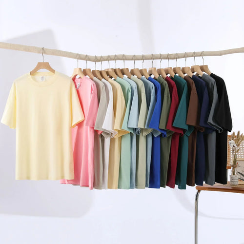 100% Cotton Five Half Sleeve Men's Women Summer T-shirt Loose Short-sleeved Casual Basic Shirt O Neck Solid Color Tops by Urban Fashion Icon