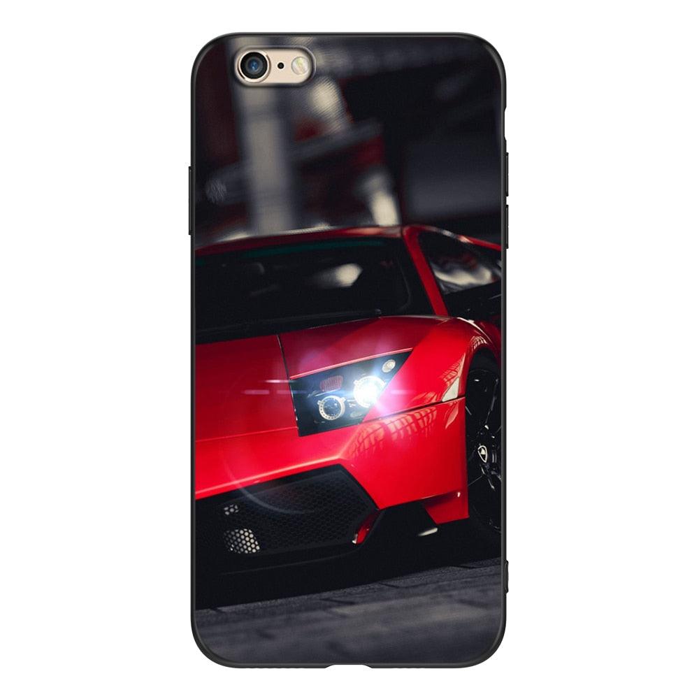 Cute Cover Soft Silicone Print Cars Print Phone Case For Iphone 5s 5 S Se 2016 4.0" Case Phone Cover On Iphone 6s 6 S Plus Funda Bumper Black Case Sport Race Car by Stevvex