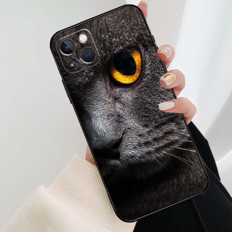 Beautiful Grey British Shorthair Cat Case For iPhone 12 13 Mini 13 11 12 14 Pro Max XS X XR 6S 7 8 Plus SE 2020 Silicone Cover Silicone Soft Black Moon Smooth Print Design by Stevvex
