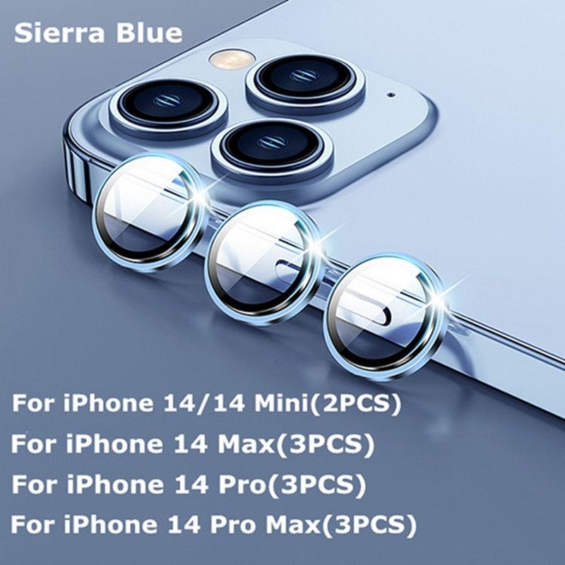 9H Tempered Glass Camera Cover Screen Protector Metal Ring Decoration Accessories For iPhone 14 13 Pro Max Metal Camera Lens Ring Glass Camera Lens Protectors for iPhone 14 13mini 13pro 14plus 14pro Camera Film by Stevvex
