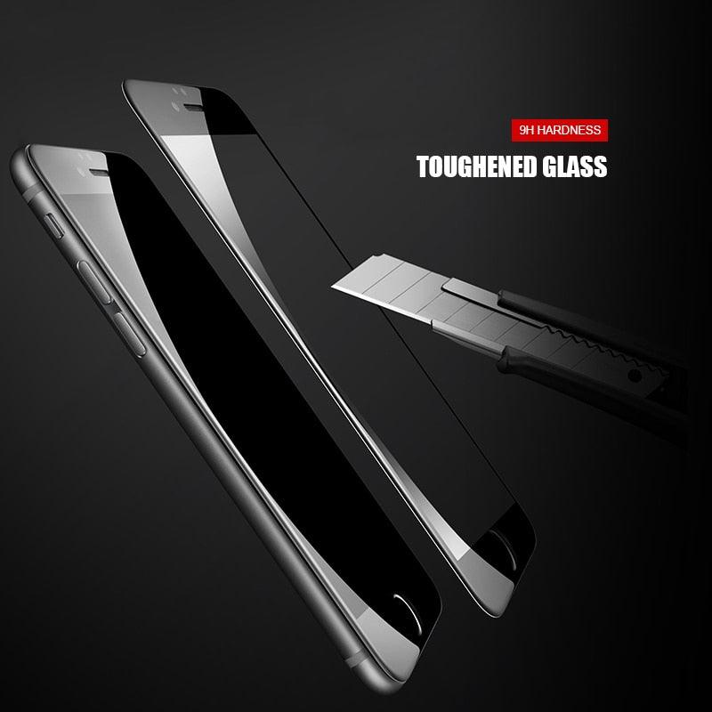 9D Full Cover Tempered Glass For iPhone 8 7 6 6S Plus 5 5S SE 2020 Screen Protector On iPhone 11 Pro XS Max X XR Protective Film Tempered Glass Screen Protector with Curved Edge Frame Screen Protector by Stevvex