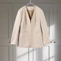 Rivet Fashion V-neck Balzer Coat Women Shoulder Pads Loose Fake Pocket Long Sleeve Jacket 2025 Spring Street Party Commute Tops