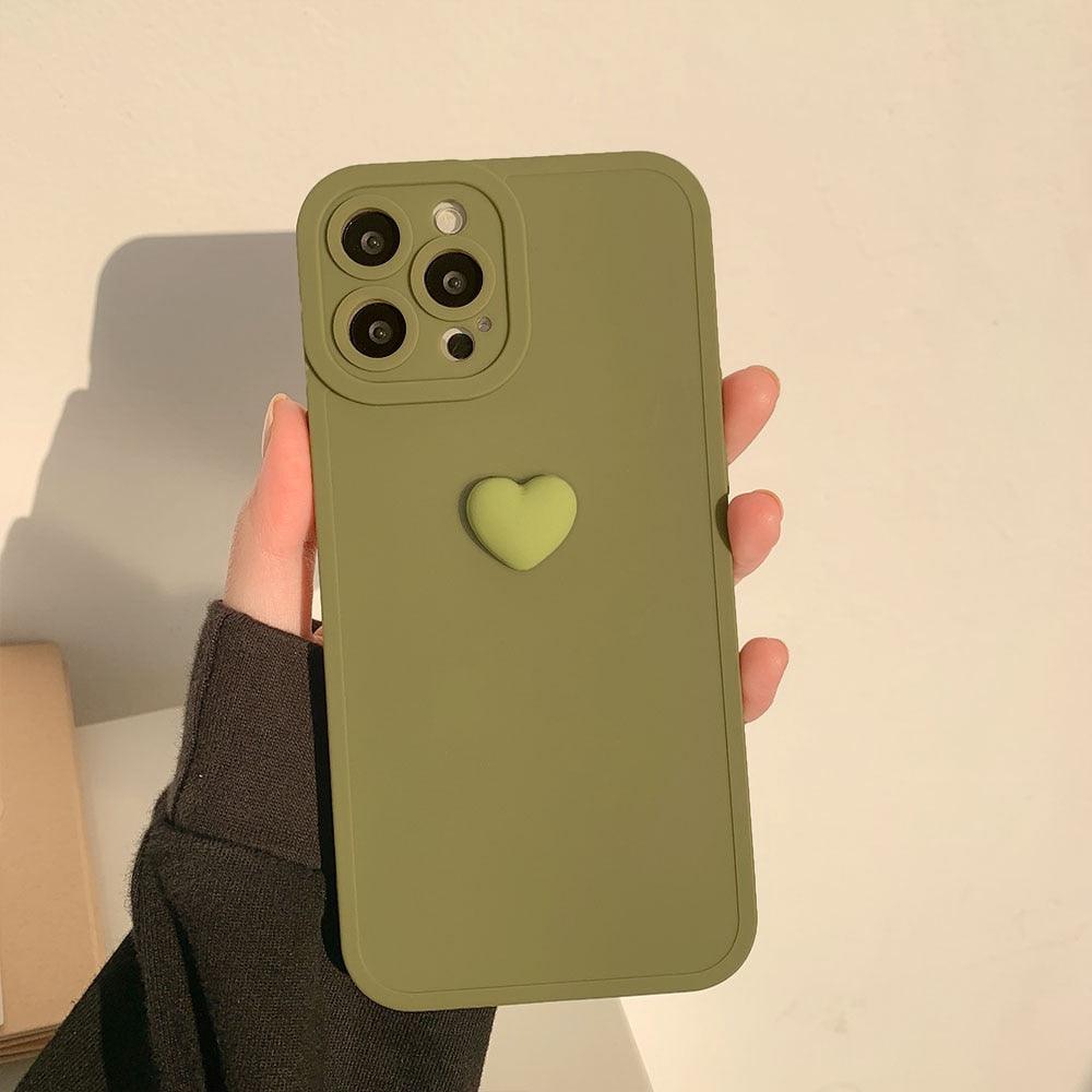 3D Love Heart Phone Case For iPhone 11 12 13 14 Pro Max X XR XS Max 7 8 Plus Soft Silicone Camera Protector Cover Case for Girl Fashion Cute Love-Heart Shape Silicone Case Shockproof Soft Back Cover Protective Case by Stevvex