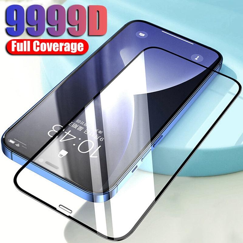 9999D Full Cover Tempered Glass For IPhone 11 12 13 Pro Max X XS Max XR Screen Protector On IPhone 12 Mini Protective Film Edge To Edge Full Coverage And 9H Hardness Anti-Scratch Shockproof Protection Screen Cover Shield by Stevvex