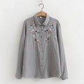 Spring Double 100% Cotton Yarn Shirts Women Turn-down Collar Loose Tops Girl Long Sleeve Embroidery Blouses 2024 Autumn T42909QM