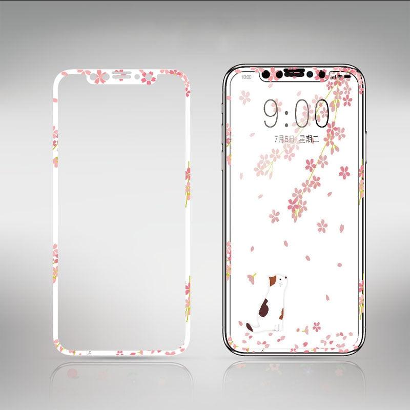 Flowers Screen Protector For iPhone 11 12 13 Pro Max Soft Edge Tempered Glass For iPhone XS MAX XR 13mini Lovely Protect Film Floral Design Tempered Glass Screen Protector For iPhone by Stevvex