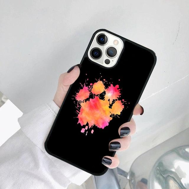 Dog Foot Print Colorful Pattern Phone Case For Iphone 14 Se 2020 Xr Xs 11 12 13 Mini Pro Max 6 7 8 Plus Ultra Designer Printed Hard Back Case by Stevvex