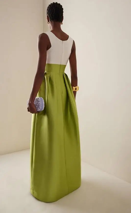 Womens Dresses 2025 Spring Summer New Solid Color Elegant Temperament Sexy Deep V-Neck Sleeveless High Waist Party Dresses