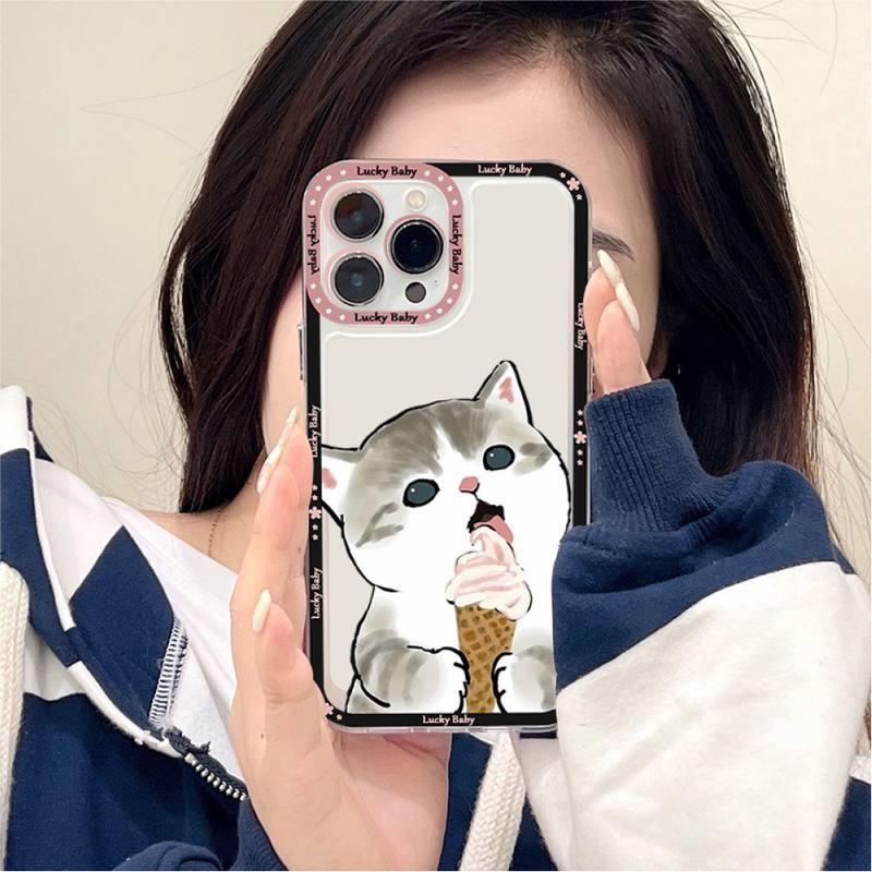 Cute Cat Phone Case For Iphone 11 12 13 Mini Pro Max 14 Pro Max Case Shell Cartoon Patterned Case Cover Soft Clear Cover Flexible Ultra Slim Anti-scratch Bumper Protective Cover For Iphone by Stevvex