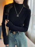Chic Autumn Winter 2026 Pullovers Women Long Sleeve Casual Turtleneck Warm Basic Sweater Knit Jumpers Solid Color Slim Tops