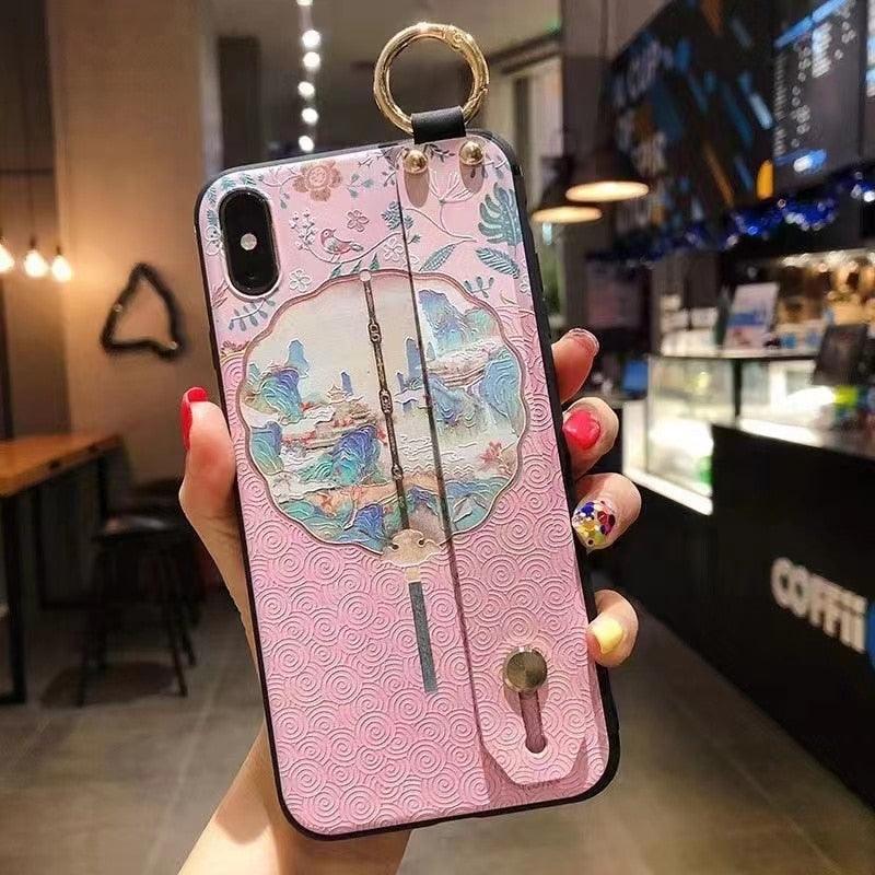 Cartoon Cute Cat Wrist Strap Soft Phone Case For Iphone 13 11 12 14 Pro Max X Xr Xs Max Se 2020 7 8 Plus 14plus Holder Cover Thanksgiving Cute Cats Silicone Case For Iphone by Stevvex