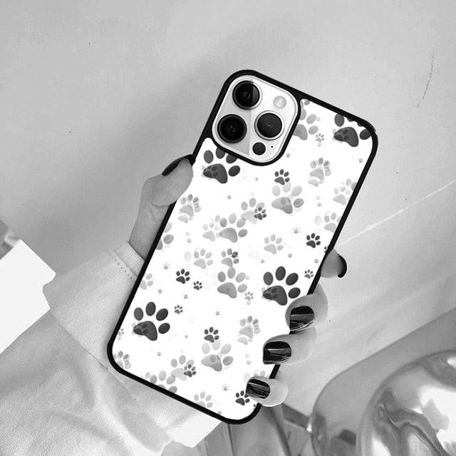 Dog Foot Print Colorful Pattern Phone Case For Iphone 14 Se 2020 Xr Xs 11 12 13 Mini Pro Max 6 7 8 Plus Ultra Designer Printed Hard Back Case by Stevvex