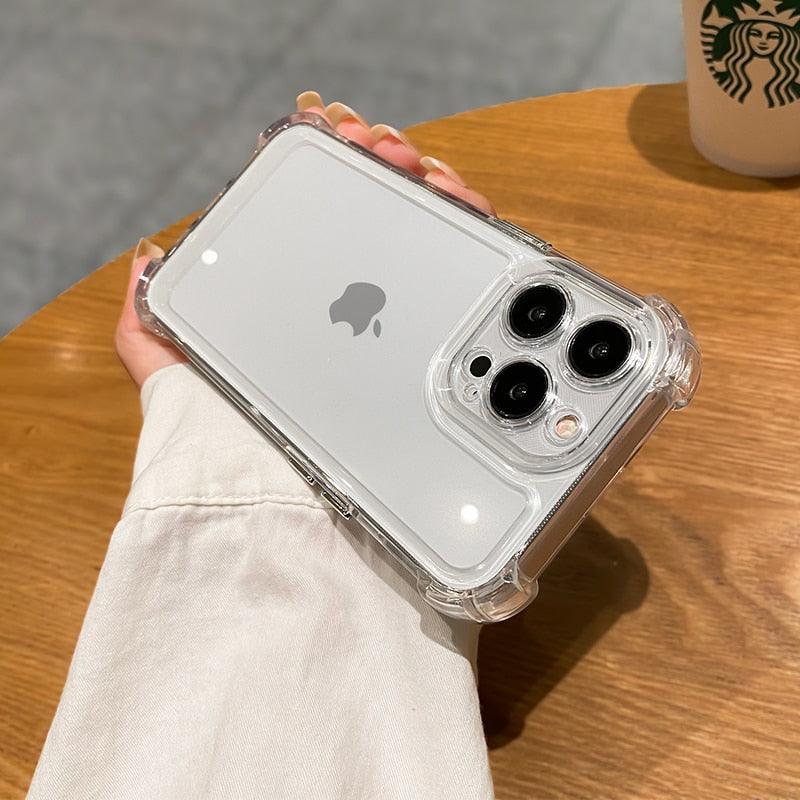 Luxury Shockproof Clear Hard Case For iPhone 14 13 12 11 Pro Max X XR XS 7 8 Plus Soft Silicone Bumper Transparent Cover Drop Protection iphone Protective Case Compatible With iPhone by Stevvex