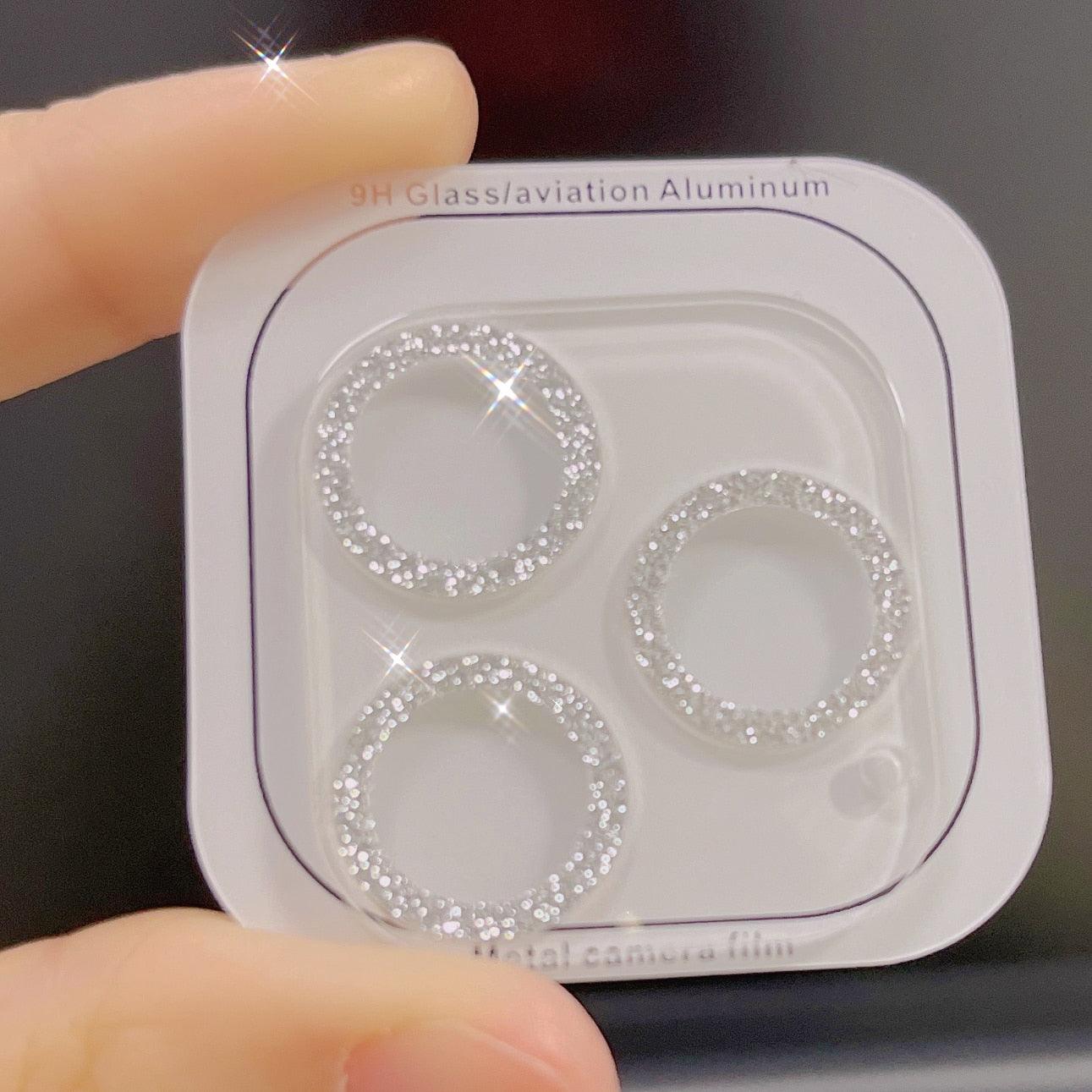 Glitter Full Cover Camera Lens Protector on For iPhone 12 13 11 Pro Max Mini 9H Tempered Glass Cover iPhone11 Camera Sticker Cap Lens Ring Cover by Stevvex