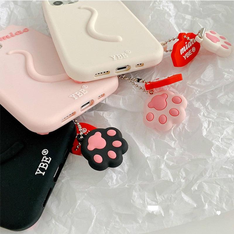 Cartoon Cute Cat Ear Phone Case For Iphone 14 12 13 11pro Max X Xr Xs 7 14plus Matte Soft Silicone Shockproof Case Funny Cat Design Cute Back Case by Stevvex