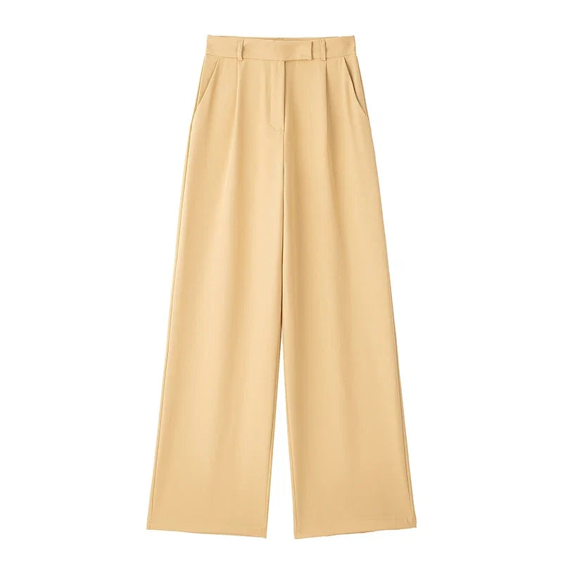 Willshela Women Fashion Solid Front Zipper Straight Pants Vintage High Waist Full Length Female Chic Lady Trousers