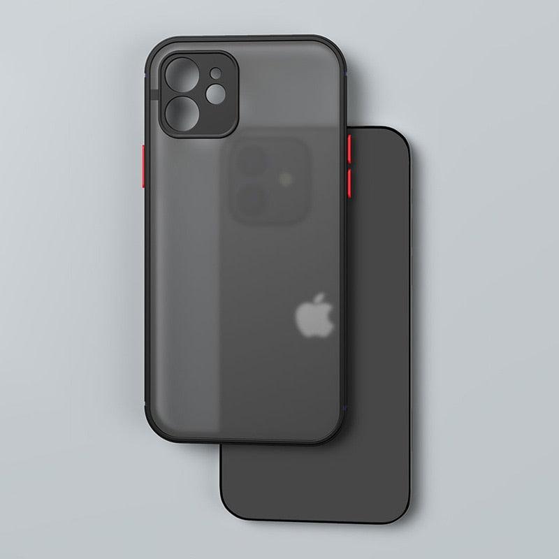 Luxury Shockproof Armor Case For iPhone 11 12 13 14 Pro Max Mini X XR XS Soft Silicone Bumper Clear Hard Cover Shockproof Soft Flat Side Bumper Translucent Hard Back Slim Phone Case by Stevvex