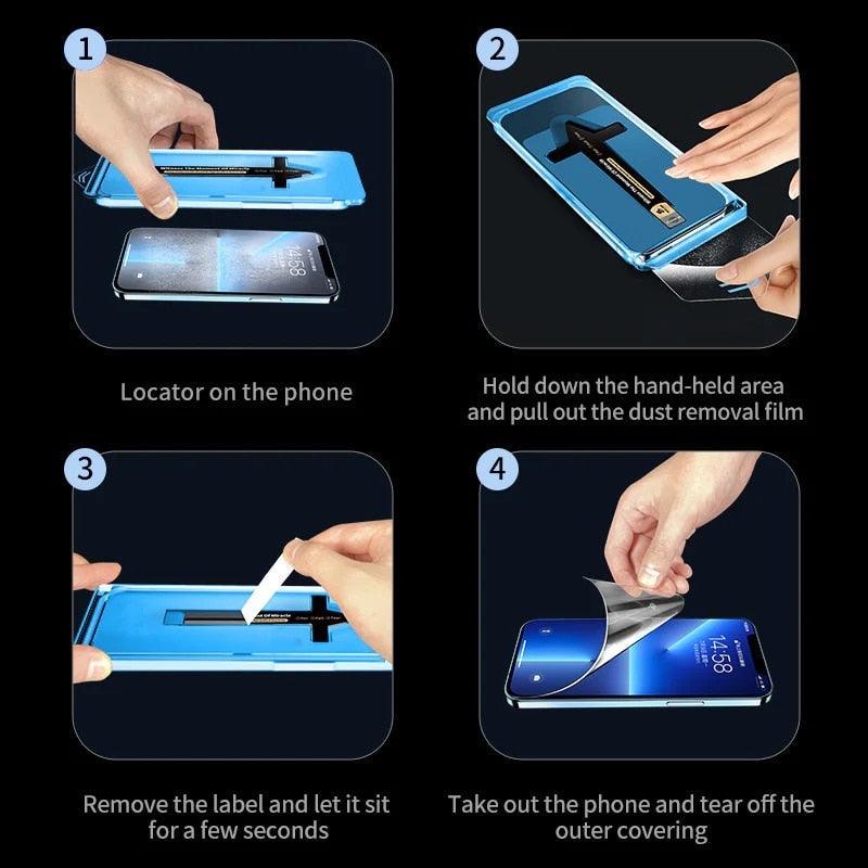 Edge to Edge Coverage Screen Protector for iPhone 14 Pro Max 12 13 Dust Free Phone Screen Protector Glass With Install Proof Without Bubbles by Stevvex