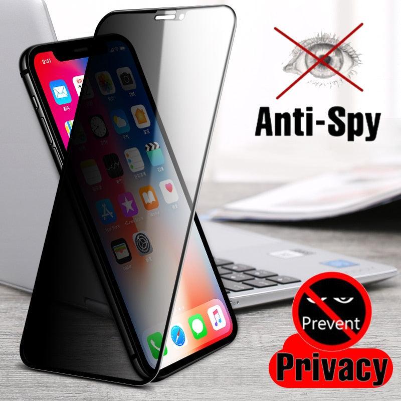 Full Cover Privacy Glass For iPhone 12 13 Pro X XR XS Max Anti Spy Screen Protector For iPhone 11 7 8 6 6S Plus Tempered Glass Privacy Soft Film Anti Spy Full Coverage Anti-peeping Anti-Scratch Screen Protector by Stevvex