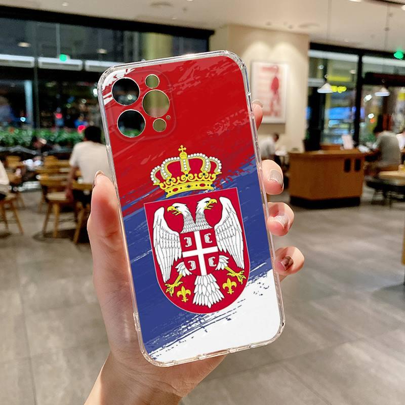 Flag of Serbia Serbian Phone Case Transparent For iphone 13 12 11 14 Pro Max Mini X XR XS 7 8 plus 13 14 Pro max phone Covers Flag Silicone Case For iphone by Stevvex