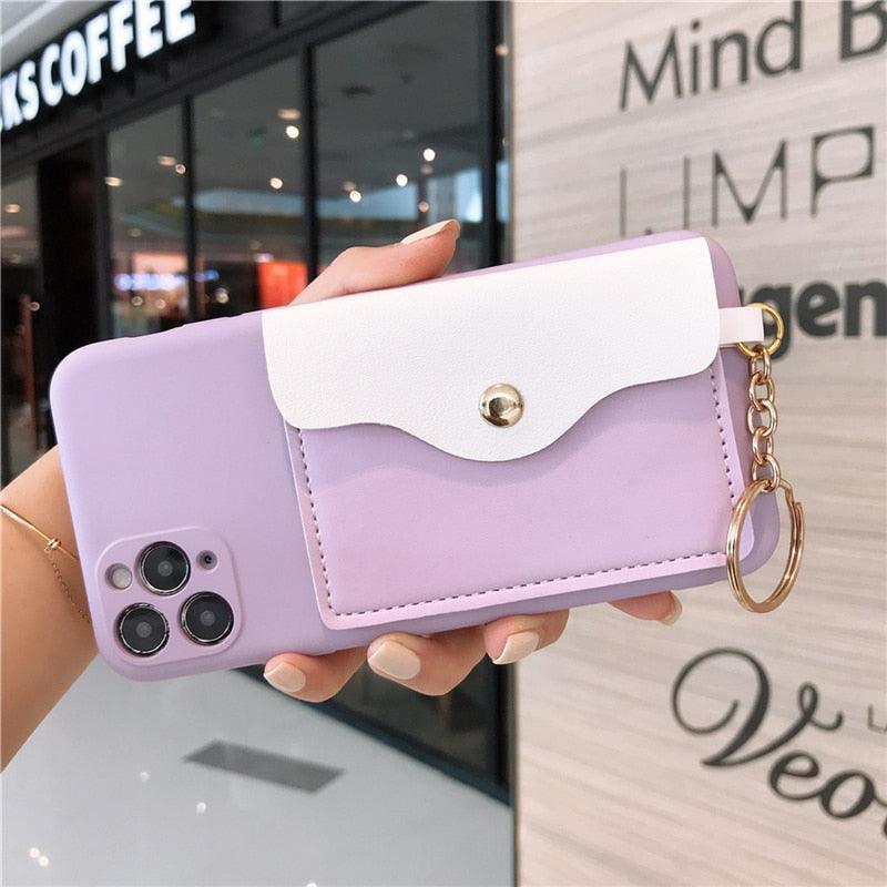 Luxury Wallet Phone Case For iPhone 13 Pro Max 11 12 Pro Max X XR XS 7 8 Plus 13 Mini Soft Silicone Handbag Card Phone Case Wallet Compatible iPhone Bag Cover by Stevvex