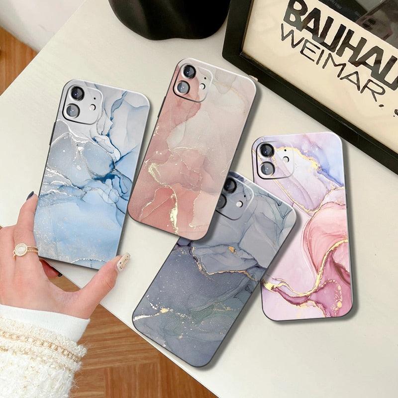 Luxury Marble Texture Phone Case For iPhone X XR XS 7 8 6S 6 5 Plus Silicone Anti Fall Back Cover Ultra Thin Soft Silicone Protective Shockproof and Scratch Resistant with Cute Design Pattern Case by Stevvex