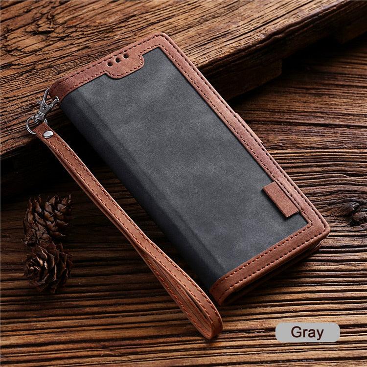 Luxury Magnetic Leather Flip Case For iPhone 14 13 12 Mini 11 Pro SE Card Holder Wallet Stand Cover Leather Wallet Flip Case Cover With Card And Cash Slot 360 Full Body Protection by Stevvex