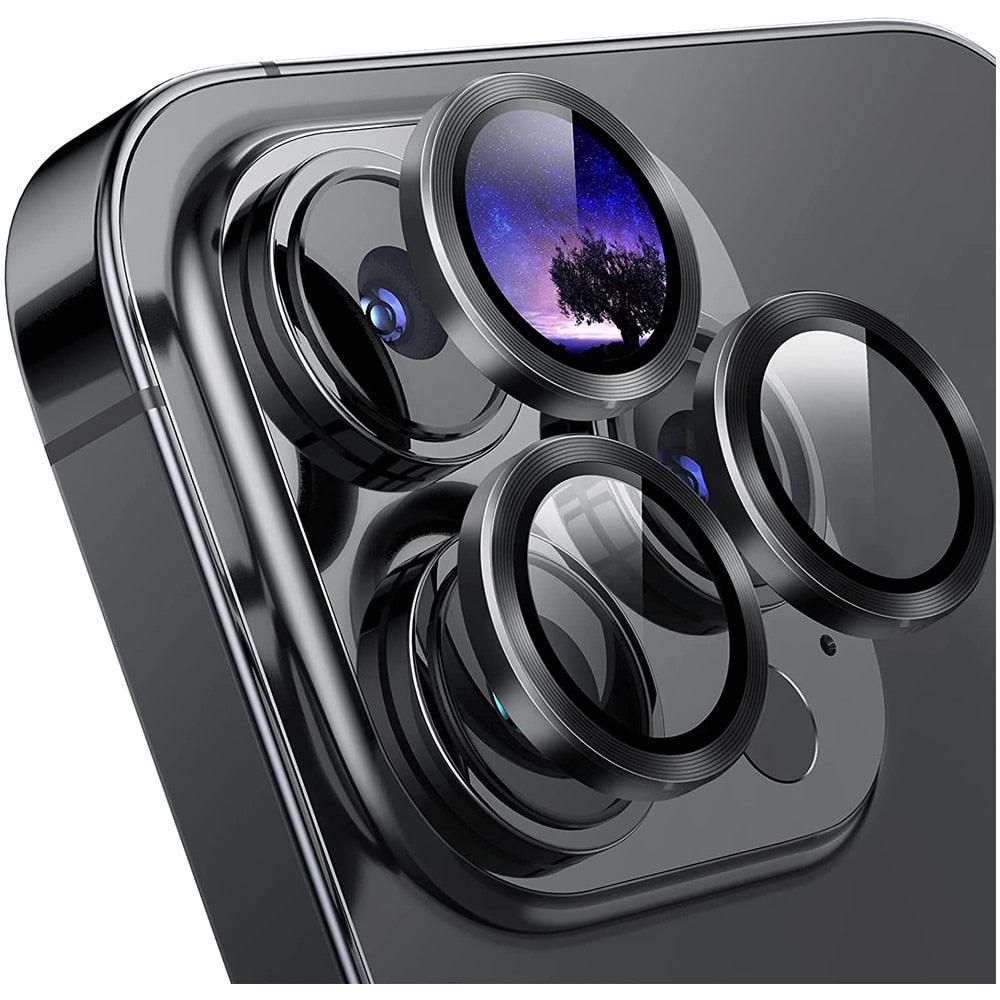 Camera Lens Protector for iPhone 14 Pro Max Plus 13 12 Mini 14Pro iPhone14 13Pro 14Plus 12Pro Glass Protection Protective Film Metallic Camera Ring Lens Protector with Glass Cover by Stevvex