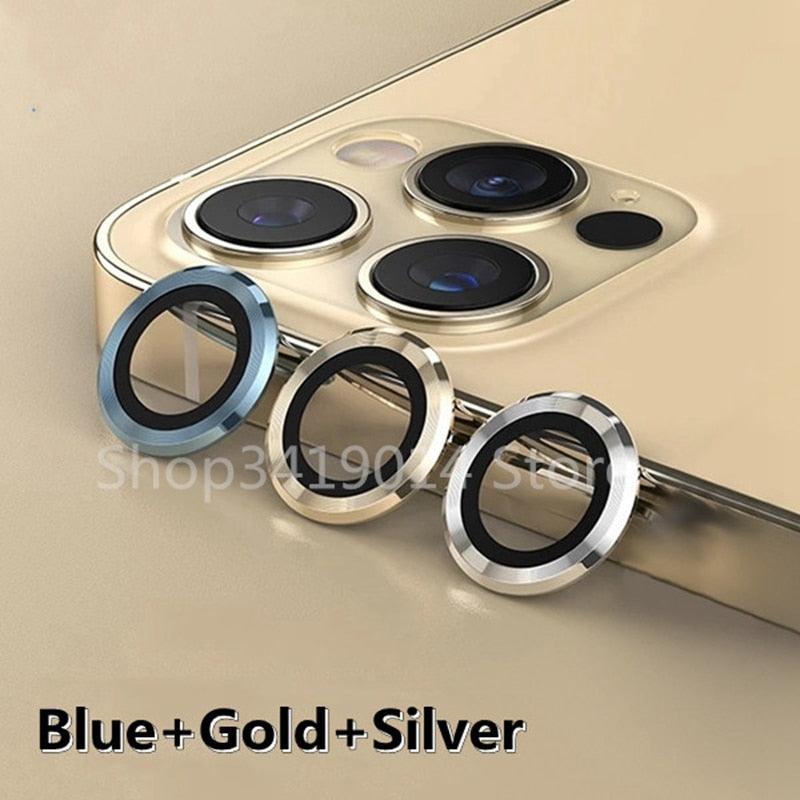 Camera Lens Ring For iPhone 13 14 12 Pro Max Mini Full Cover Metal Ring Tempered Glass On iPhone13pro Back Screen Protector Camera Tempered Glass Protective Film Aluminum Alloy Camera Lens Cover by Stevvex
