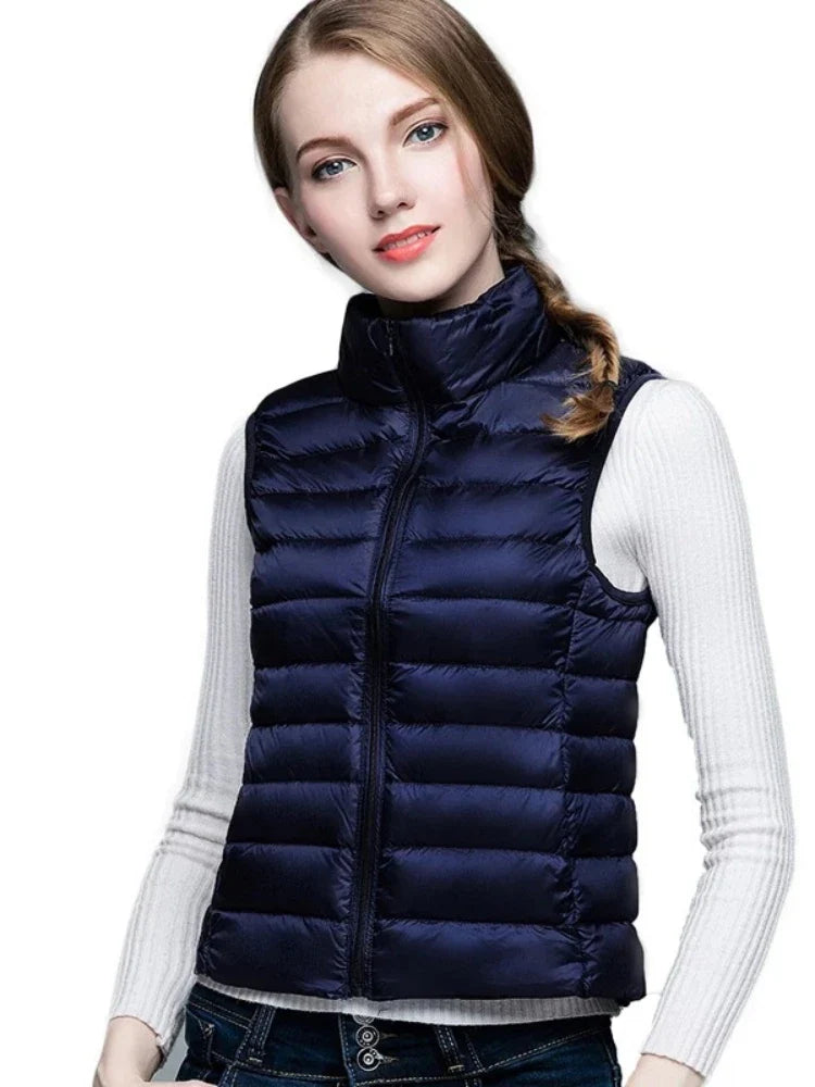 Women Vests 2023 New Autumn Winter Ultra Light Duck Down Vest Female Slim Sleeveless Jacket Windproof Warm Puffer Waistcoat