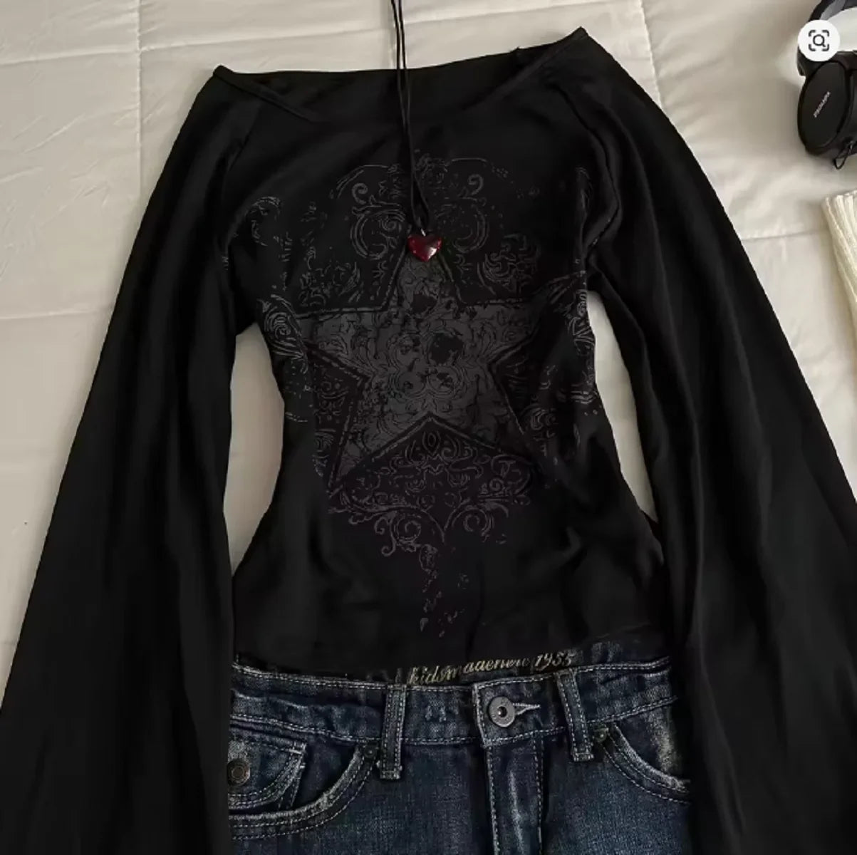 Women's Hip hop 90s Vintage Punk T-Shirt autumn Streetwear Sexy Short Sleeve Gothic Slim Crop Top Hotgirl Casual Femme Tee y2k
