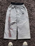 2025 summer new  women Y2K double waist embroidered street couple personalized printed patterns trendy street pants