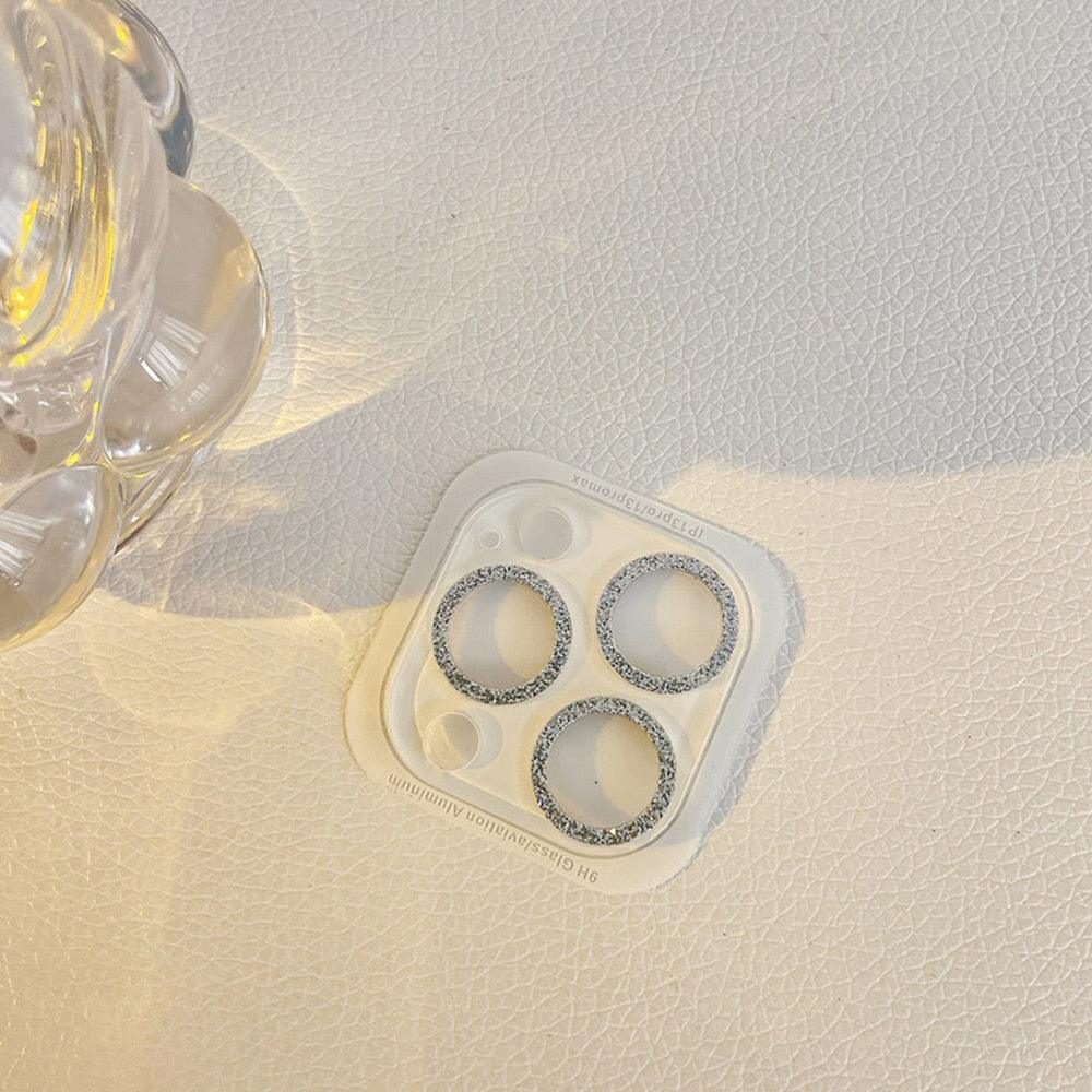 Glitter Camera Lens Protector For iPhone 14 Pro Max Tempered Glass iPhone 11 12 13 Pro Max 14 Plus 13 Mini Lens Protector Tempered Glass Camera Cover Anti Scratch Shockproof Screen Protector Individual Ring by Stevvex