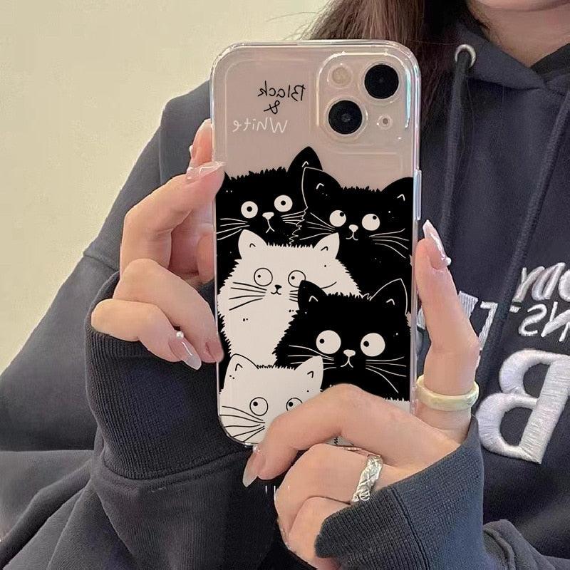 Cute Cat Transparent Phone Case For Iphone 11 12 13 Pro Max Case X Xs Max Xr Phone Case 7plus 8plus Case Cute Clear Protective Phone Cases by Stevvex