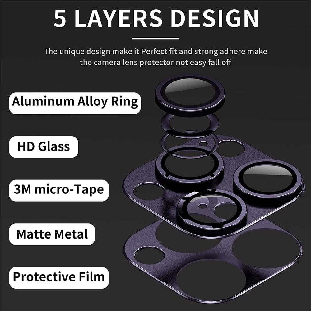 Camera Lens Metal Protector Glass For iPhone 14 13 Pro Max 13 Mini Back Lens Cap On iPhone 14 Plus Full Cover Protective Cases Metal Camera Cover with Tempered Glass Screen Protector by Stevvex