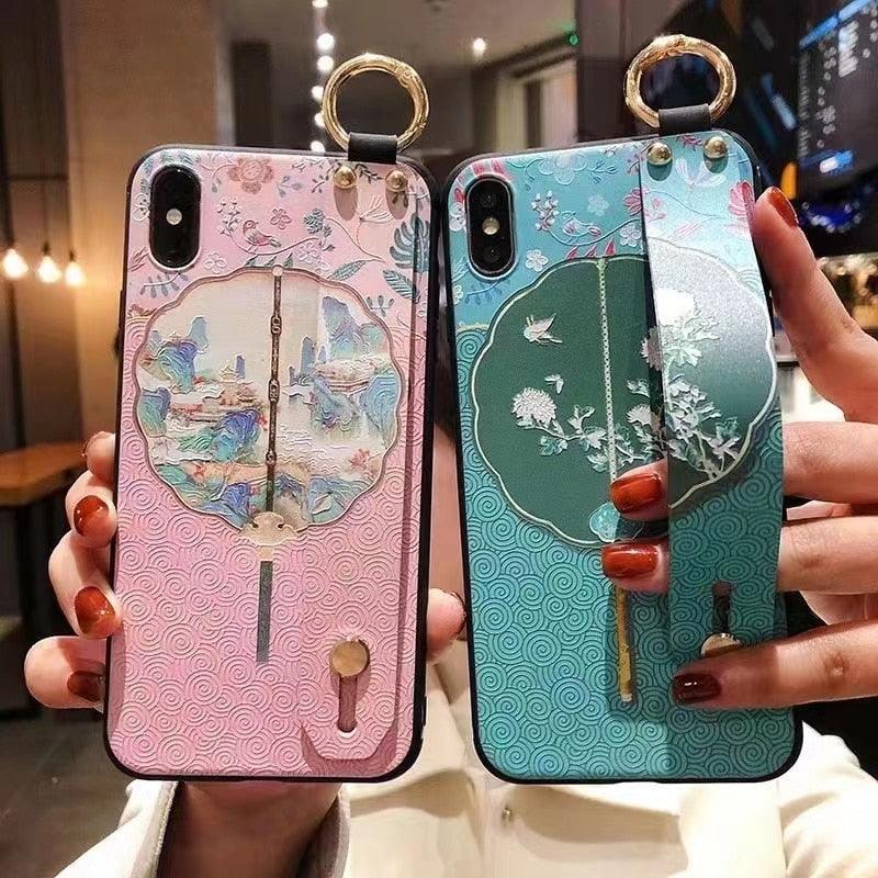 Cartoon Cute Cat Wrist Strap Soft Phone Case For Iphone 13 11 12 14 Pro Max X Xr Xs Max Se 2020 7 8 Plus 14plus Holder Cover Thanksgiving Cute Cats Silicone Case For Iphone by Stevvex
