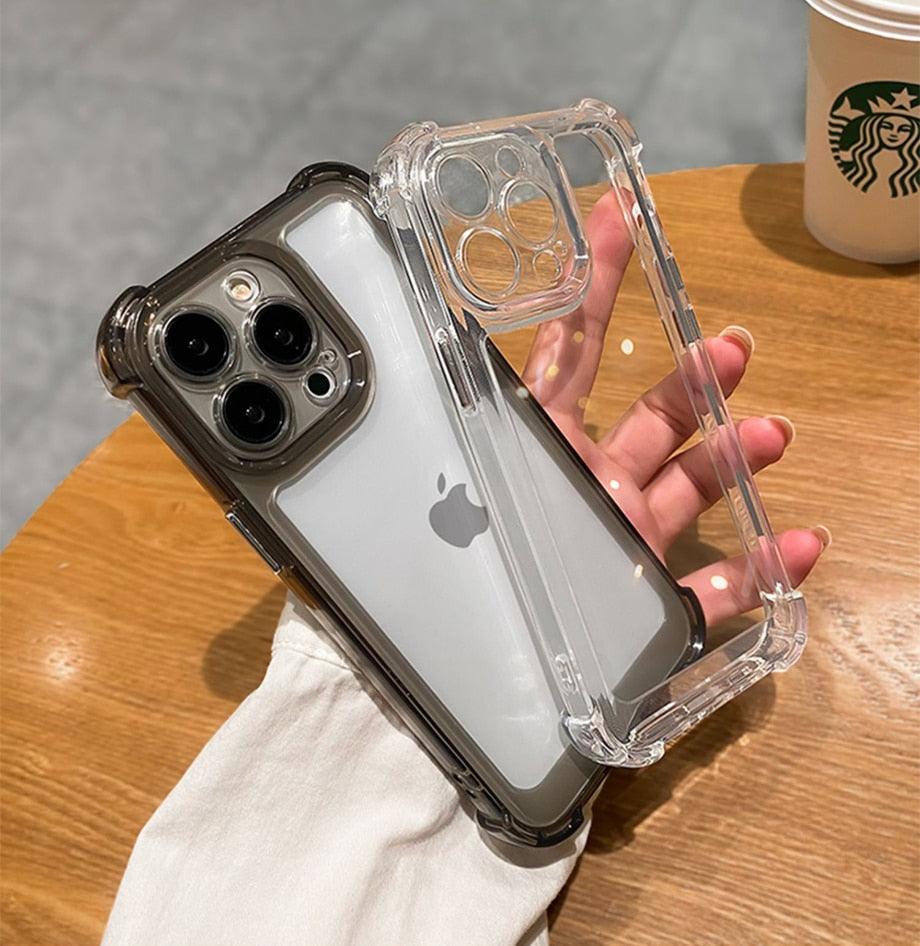 Luxury Shockproof Clear Hard Case For iPhone 14 13 12 11 Pro Max X XR XS 7 8 Plus Soft Silicone Bumper Transparent Cover Drop Protection iphone Protective Case Compatible With iPhone by Stevvex