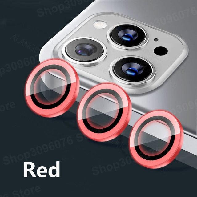 Colorful Design Round Ring Metal Alloy HD Glass For iPhone 13 12 11 Pro Max Camera Lens Protectors Luminous Camera Ring Glass for iPhone11 Pro max 13mini 13pro Protective Film by Stevvex