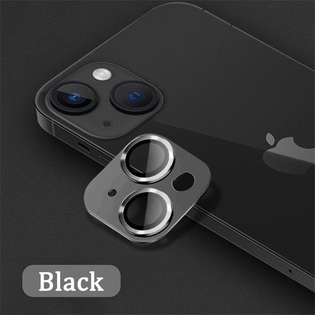 Camera Lens Metal Protector Glass For iPhone 14 13 Pro Max 13 Mini Back Lens Cap On iPhone 14 Plus Full Cover Protective Cases Metal Camera Cover with Tempered Glass Screen Protector by Stevvex