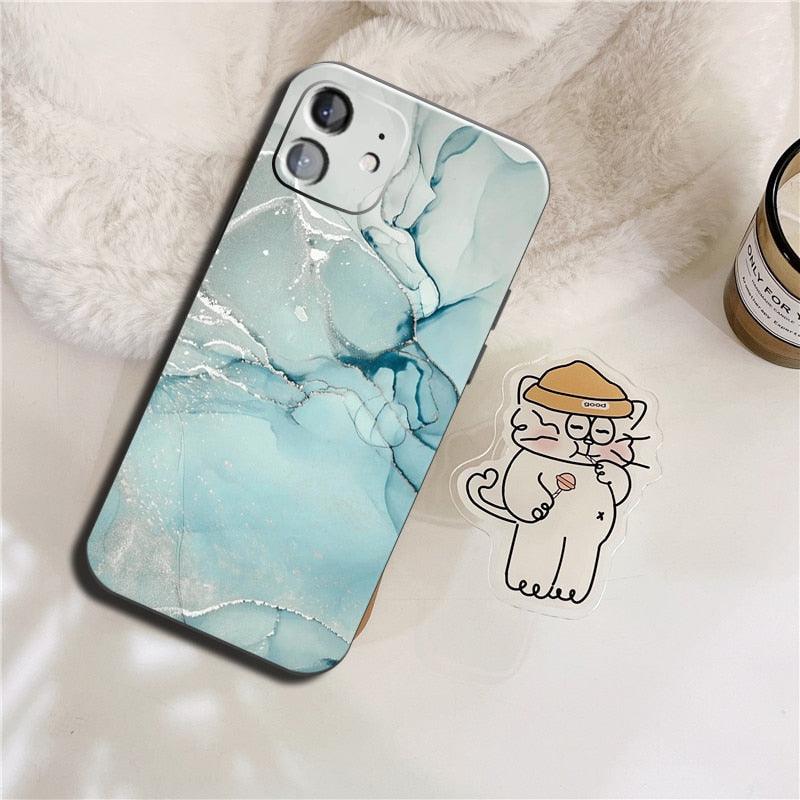 Luxury Marble Texture Phone Case For iPhone X XR XS 7 8 6S 6 5 Plus Silicone Anti Fall Back Cover Ultra Thin Soft Silicone Protective Shockproof and Scratch Resistant with Cute Design Pattern Case by Stevvex