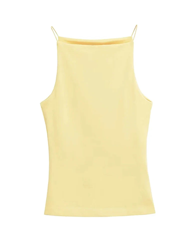 Women's Halter Tank Top Sleeveless Thin Straps Solid Color Camisole Fashion Female Top
