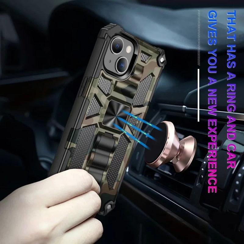 Magnetic Army Green Shockproof Durable Cover Compatible iPhone 14 Case for iPhone 14 Pro Max 14 Plus 11 12 13 Pro Max XS Camouflage Armor Heavy Protection Phone Case Cover by Stevvex