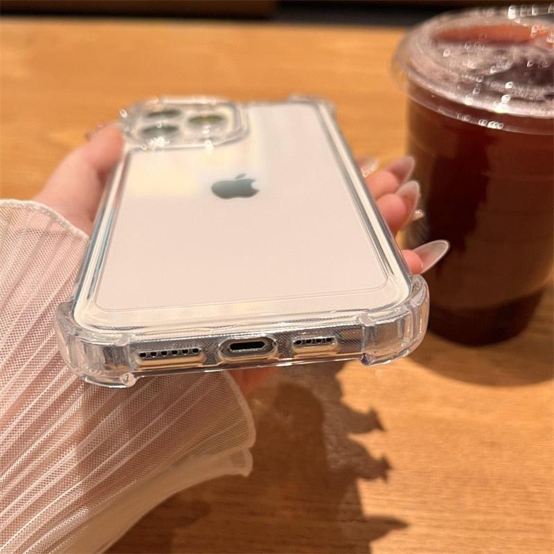 Luxury Shockproof Clear Hard Case For iPhone 14 13 12 11 Pro Max X XR XS 7 8 Plus Soft Silicone Bumper Transparent Cover Drop Protection iphone Protective Case Compatible With iPhone by Stevvex