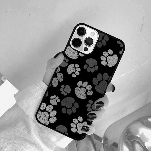 Dog Foot Print Colorful Pattern Phone Case For Iphone 14 Se 2020 Xr Xs 11 12 13 Mini Pro Max 6 7 8 Plus Ultra Designer Printed Hard Back Case by Stevvex