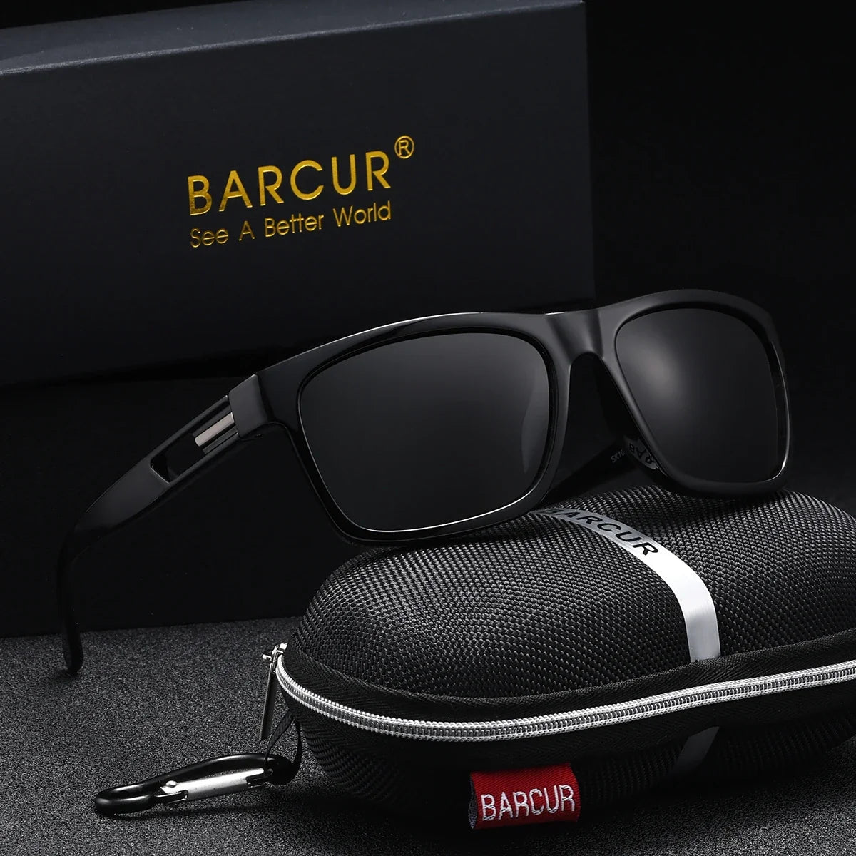 BARCUR Polarized Sport Fashion Sunglasses for Men – UV400 Protection Colorful TAC Coating Anti-Slip Polycarbonate Frame Cycling Fishing Hiking Outdoor Sports Eyewear – Durable Trendy Vintage Rectangular Design