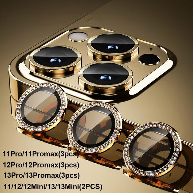 Diamond Camera Case For iPhone 14 13 Pro Max 12 Pro Max Camera Lens Protector Cover For iPhone11 Pro 12Pro Tempered Glass HD Clear Tempered Glass Camera Protector by Stevvex
