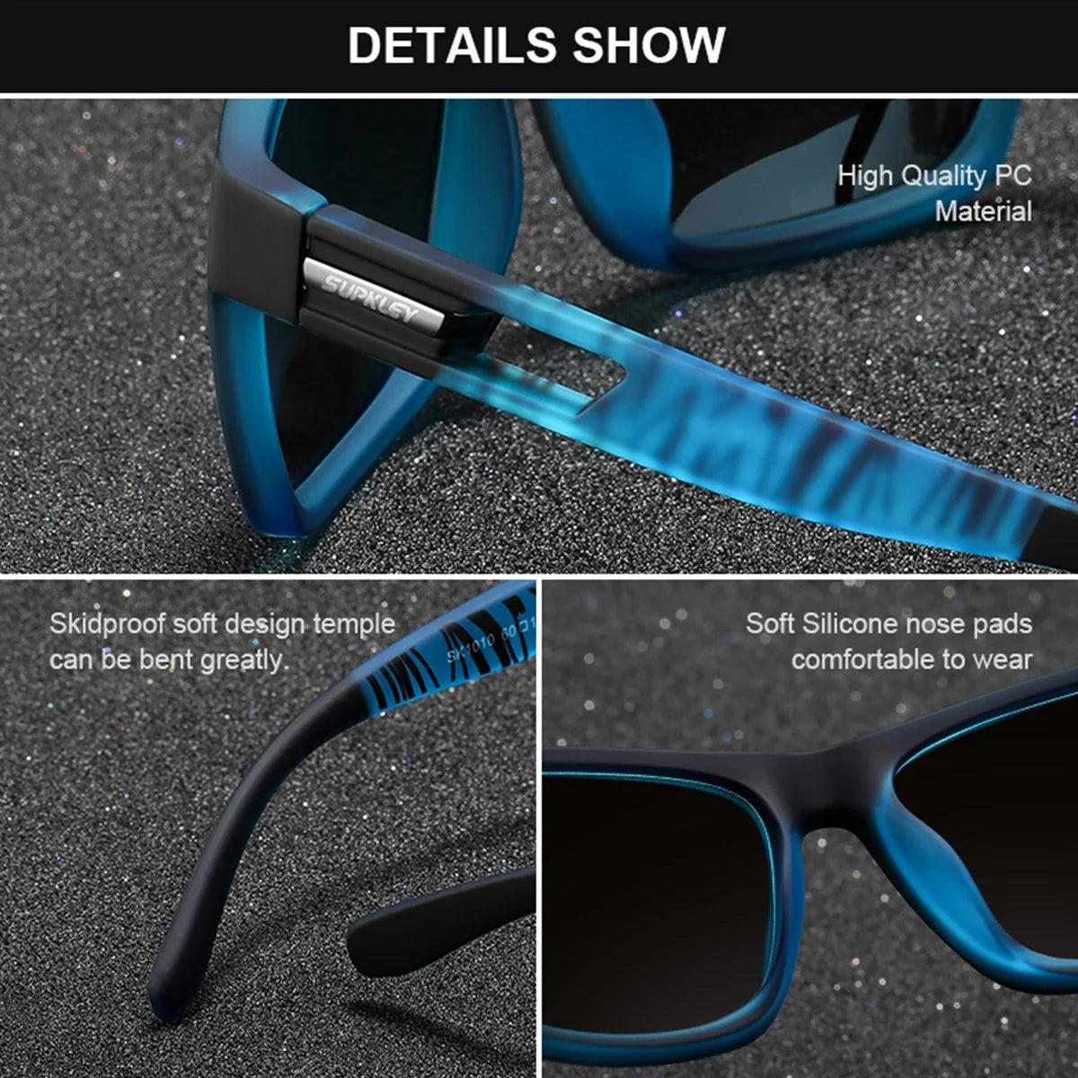 BARCUR Polarized Sport Fashion Sunglasses for Men – UV400 Protection Colorful TAC Coating Anti-Slip Polycarbonate Frame Cycling Fishing Hiking Outdoor Sports Eyewear – Durable Trendy Vintage Rectangular Design