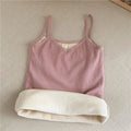 Women Sexy Solid Color Tops Thermal Casual Comfortable Elasticity Crop top Black Thin Velvet Sleeveless  Underwear Tank Top